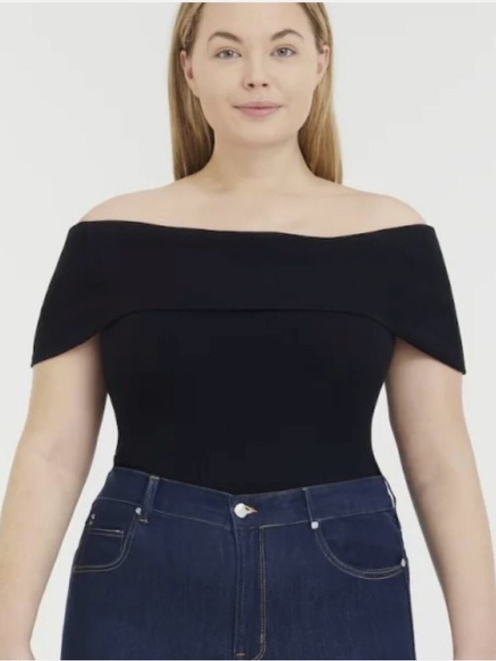 NWT Spanx Rib Off The Shoulder Top Classic Black Size 2X